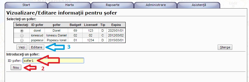 introducere ID soferi